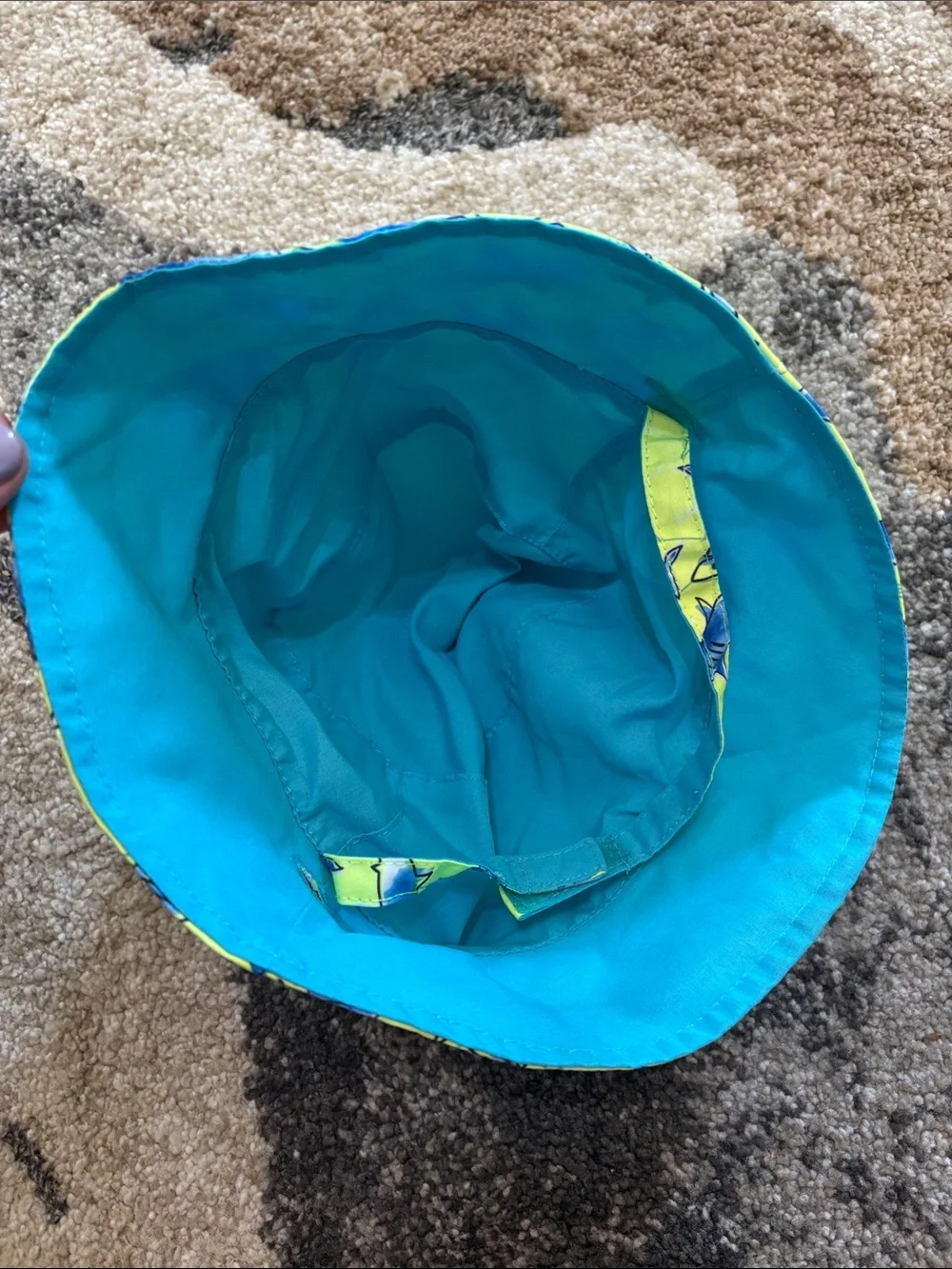 Kids Reversible Shark Sun Hat - Lemon/Blue